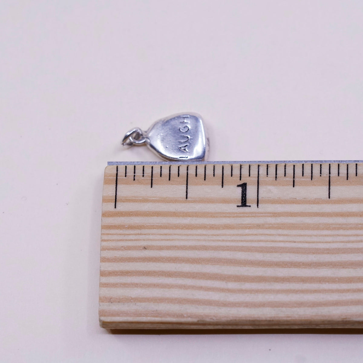 Vintage DV sterling silver Nugget charm, 925 pendant with “laugh” embossed