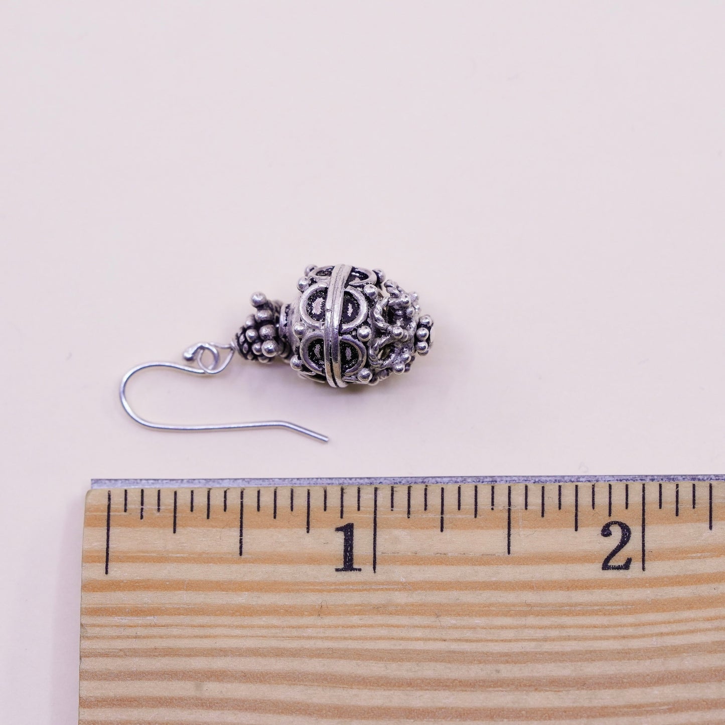 Vintage silver tone Bali earrings