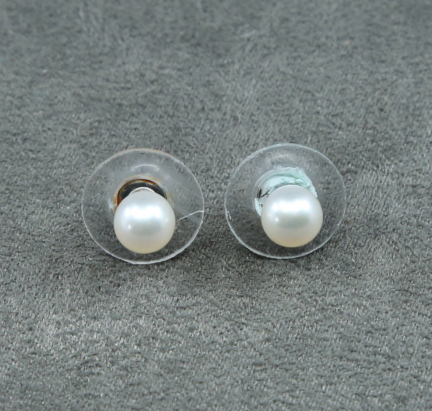 Vintage sterling silver handmade earrings, 925 studs w/ pearl