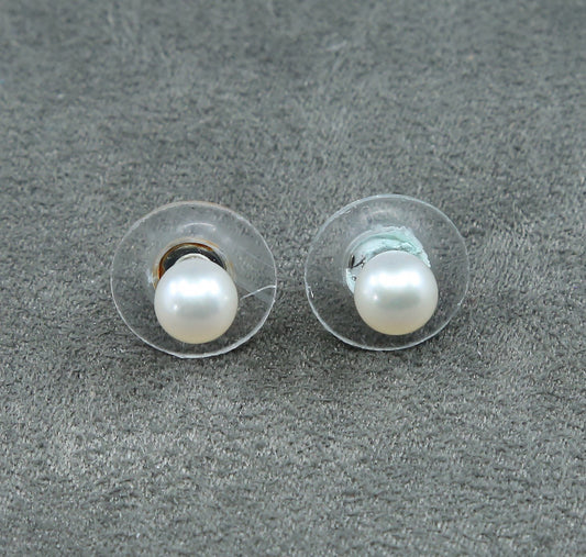 Vintage sterling silver handmade earrings, 925 studs w/ pearl