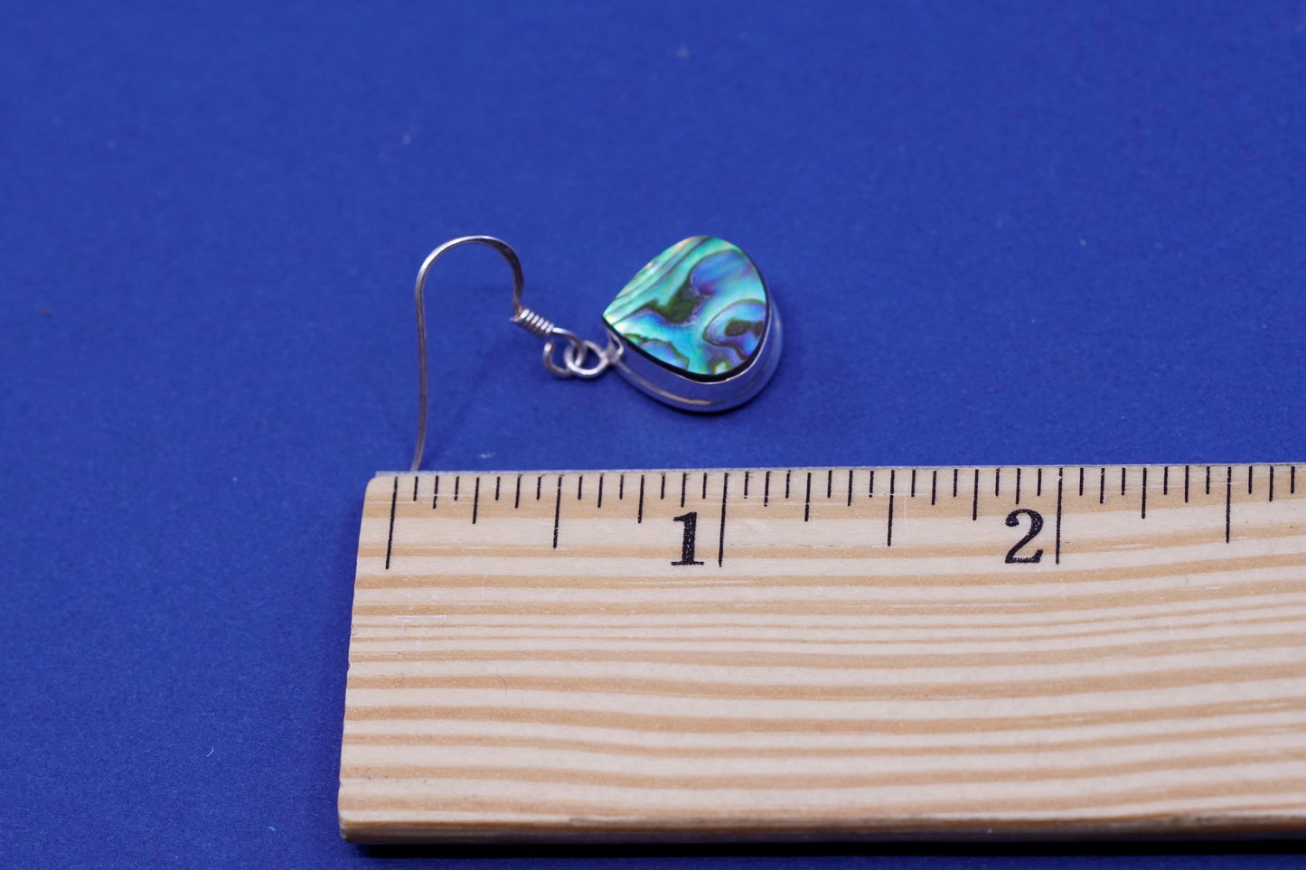 Vintage Sterling 925 silver handmade earrings with teardrop abalone
