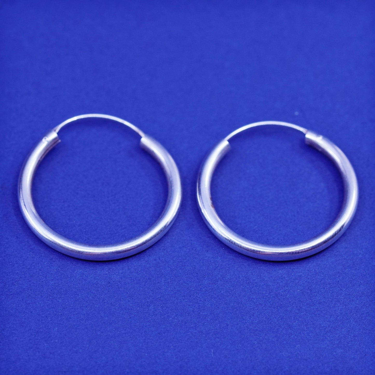 1”, vintage Sterling silver handmade earrings, bold 925 hoops