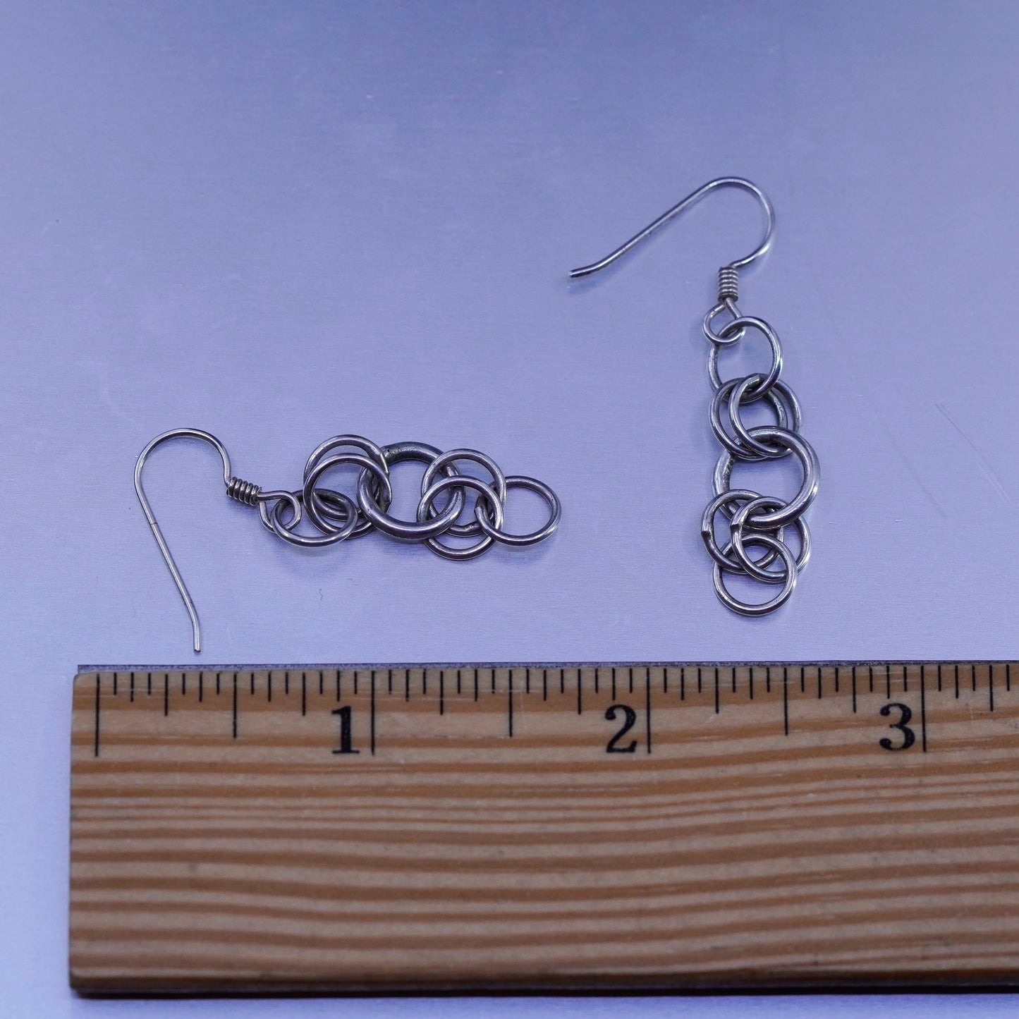 Vintage Sterling 925 silver handmade entwined circle earrings