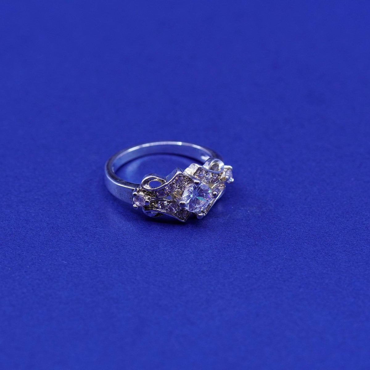 Size 5.5, vintage vermeil gold over sterling 925 silver ring with cluster Cz