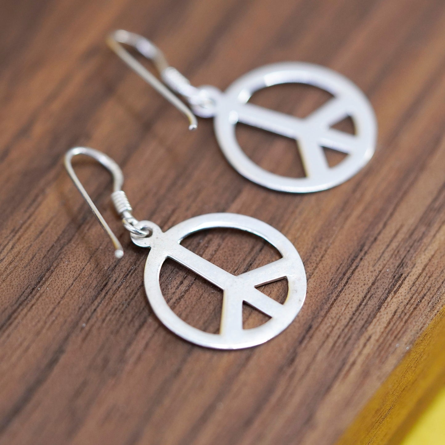 Vintage Sterling 925 silver handmade earrings, peace sign CND