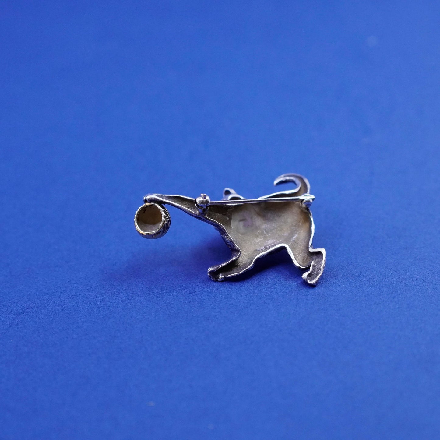 FG Sterling 925 silver handmade cat kitty play pin brooch 14K Gold yarn ball