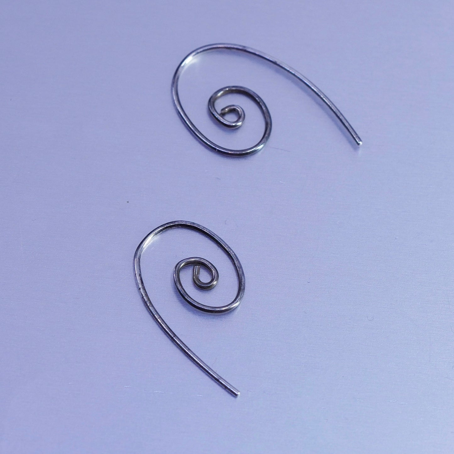 Vintage Sterling 925 silver handmade swirly earrings