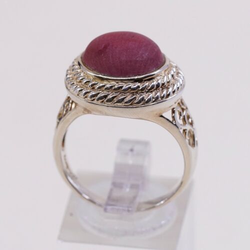Sz 9, Vtg Vermeil Gold Over CORAL RING 925 STERLING SILVER, Stamped 925