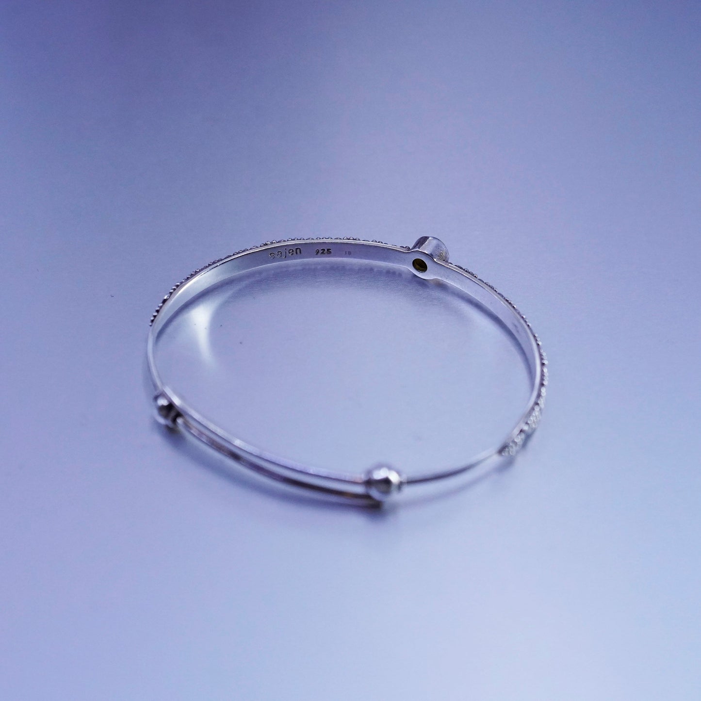 Size adjustable, Sajen Sterling 925 silver bracelet, bangle with beads citrine