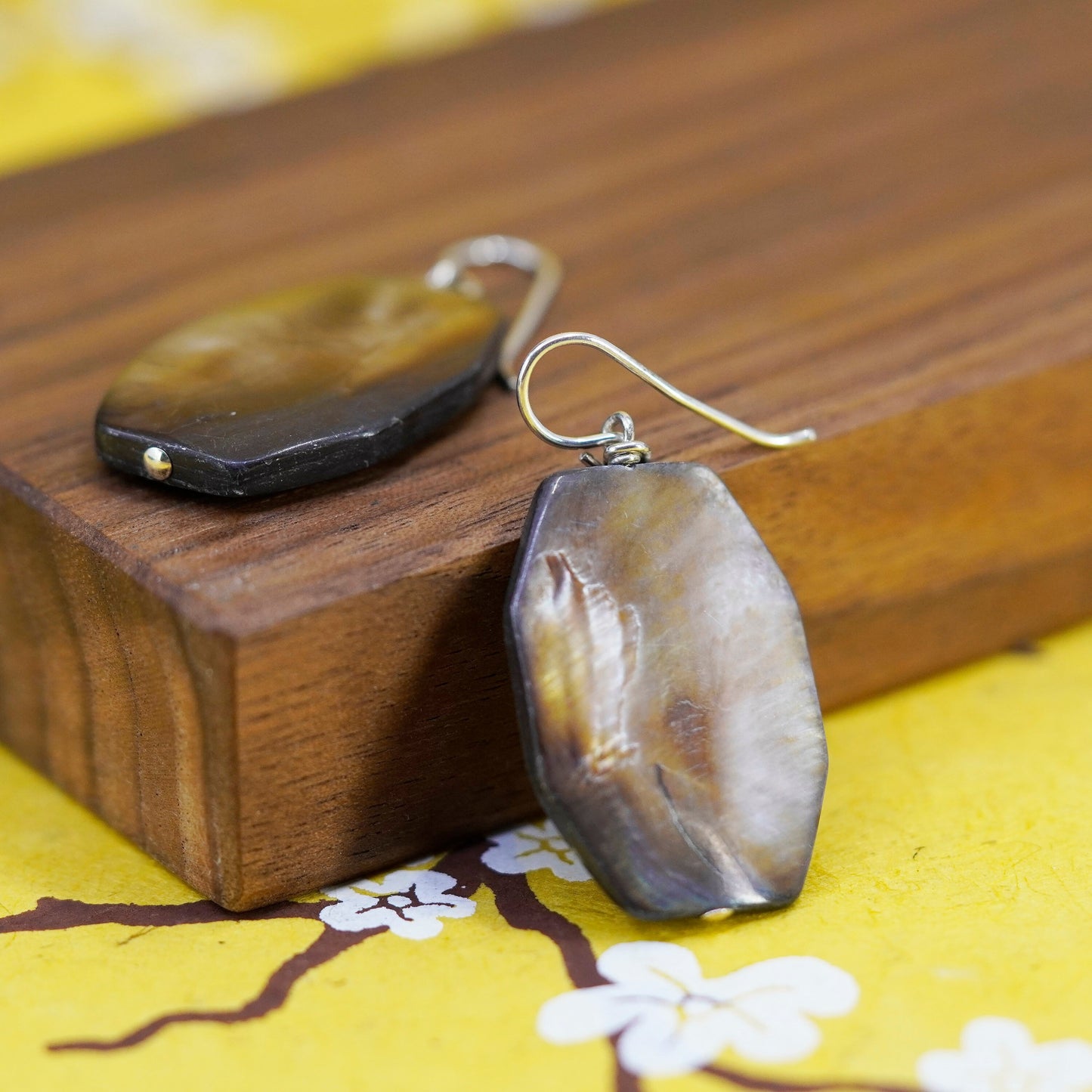 Vintage Sterling 925 silver handmade earrings with abalone