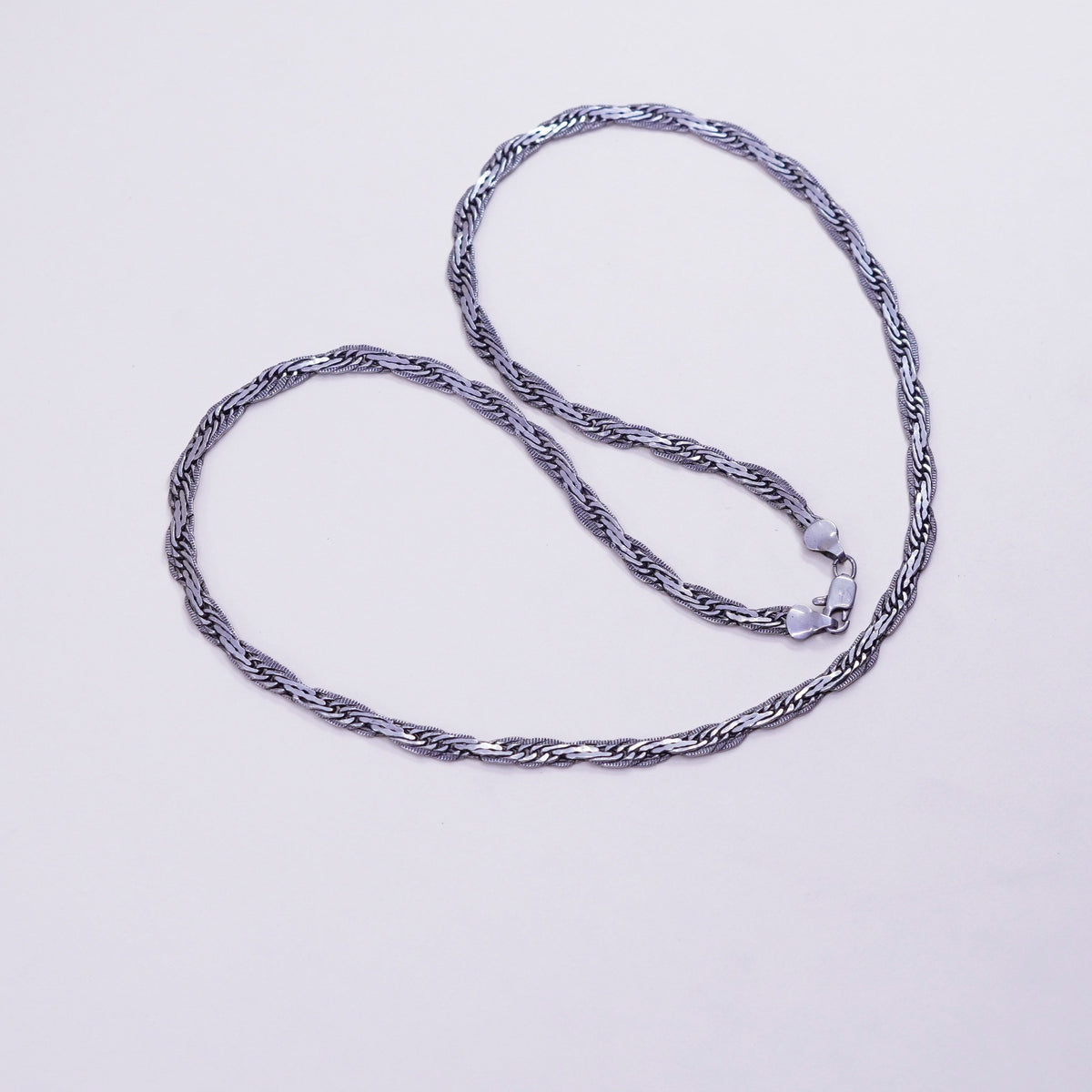 24”, 5mm, Vintage sterling silver chain, Italy flatten 925 nugget chain