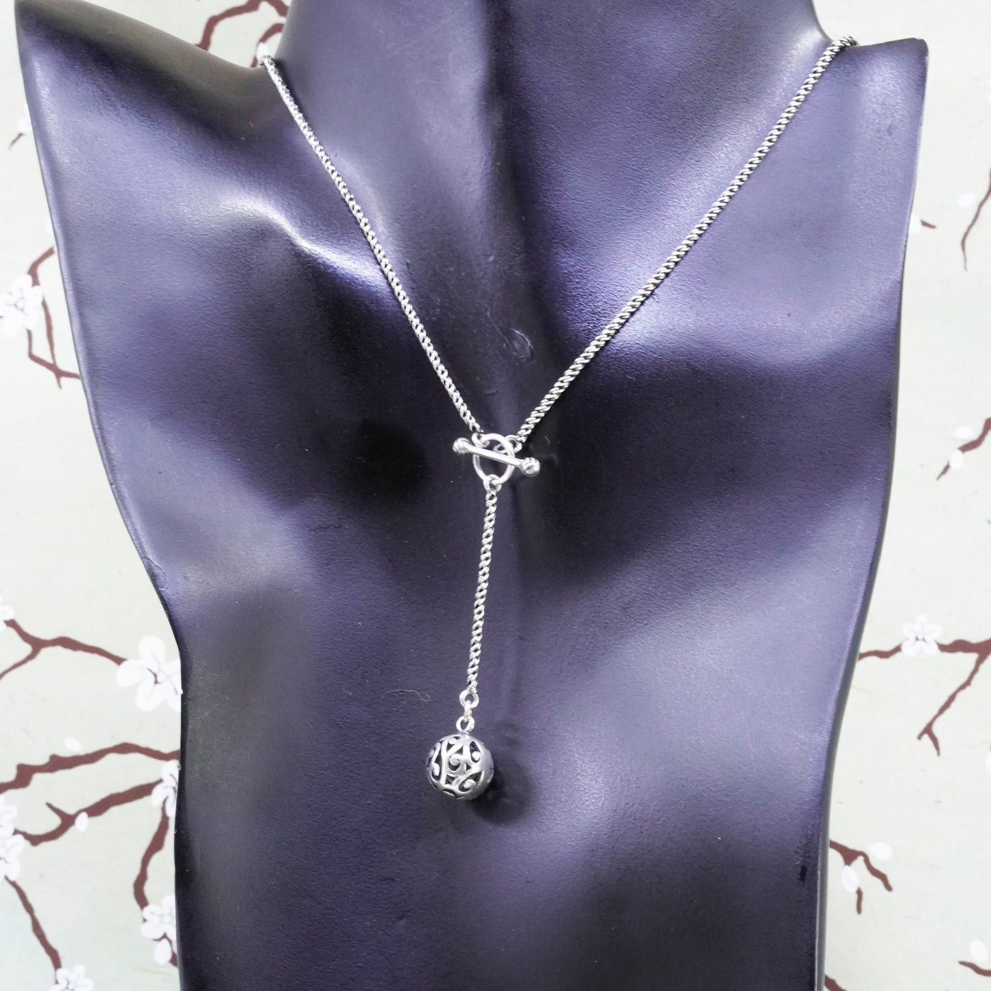 16”, SILPADA N1619 925 Sterling Silver delight Filigree Ball Toggle Necklace