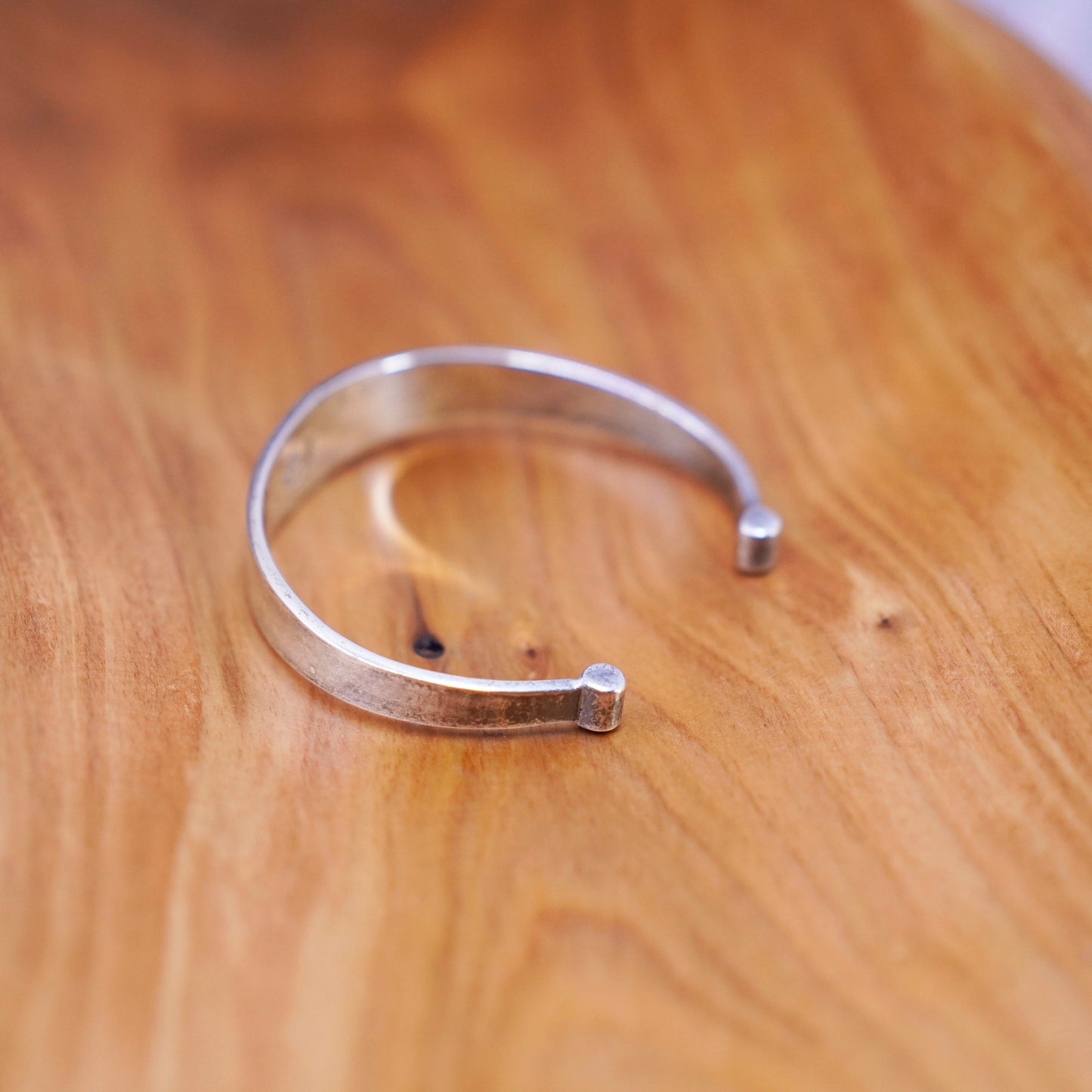 6.25”, antique sterling silver handmade bracelet, hammered 925 cuff