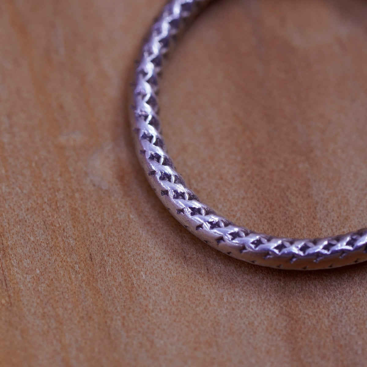 Size 7, vintage sterling silver handmade ring, 925 stackable band wired details
