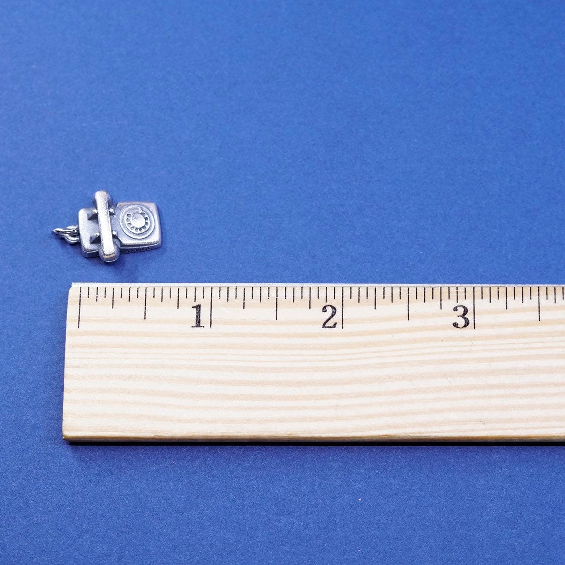 Sterling silver handmade old fashion line telephone, phone pendant, 925 charm