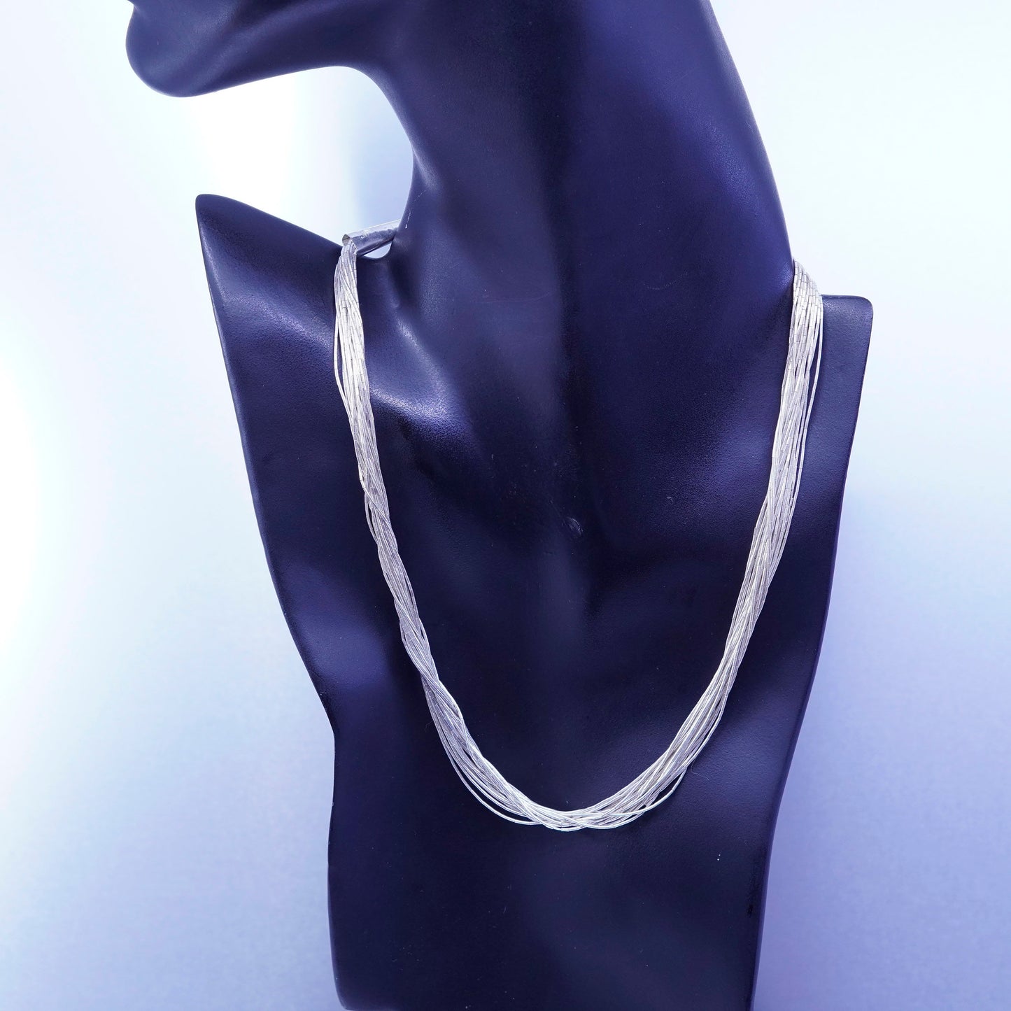 18”, liquid Sterling silver 20 strands necklace, Native American handmade chain