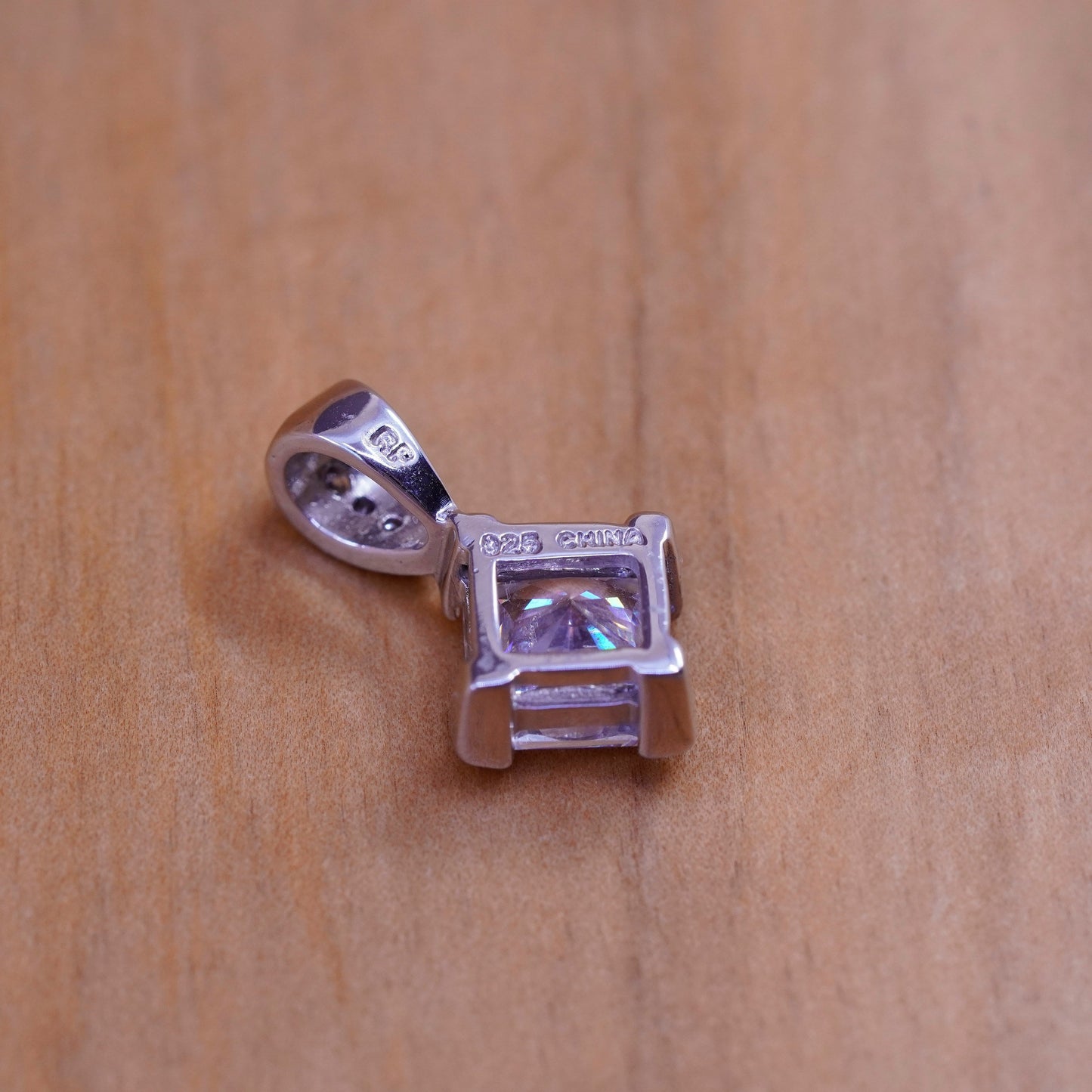 Vintage Sterling 925 silver handmade pendant with cz