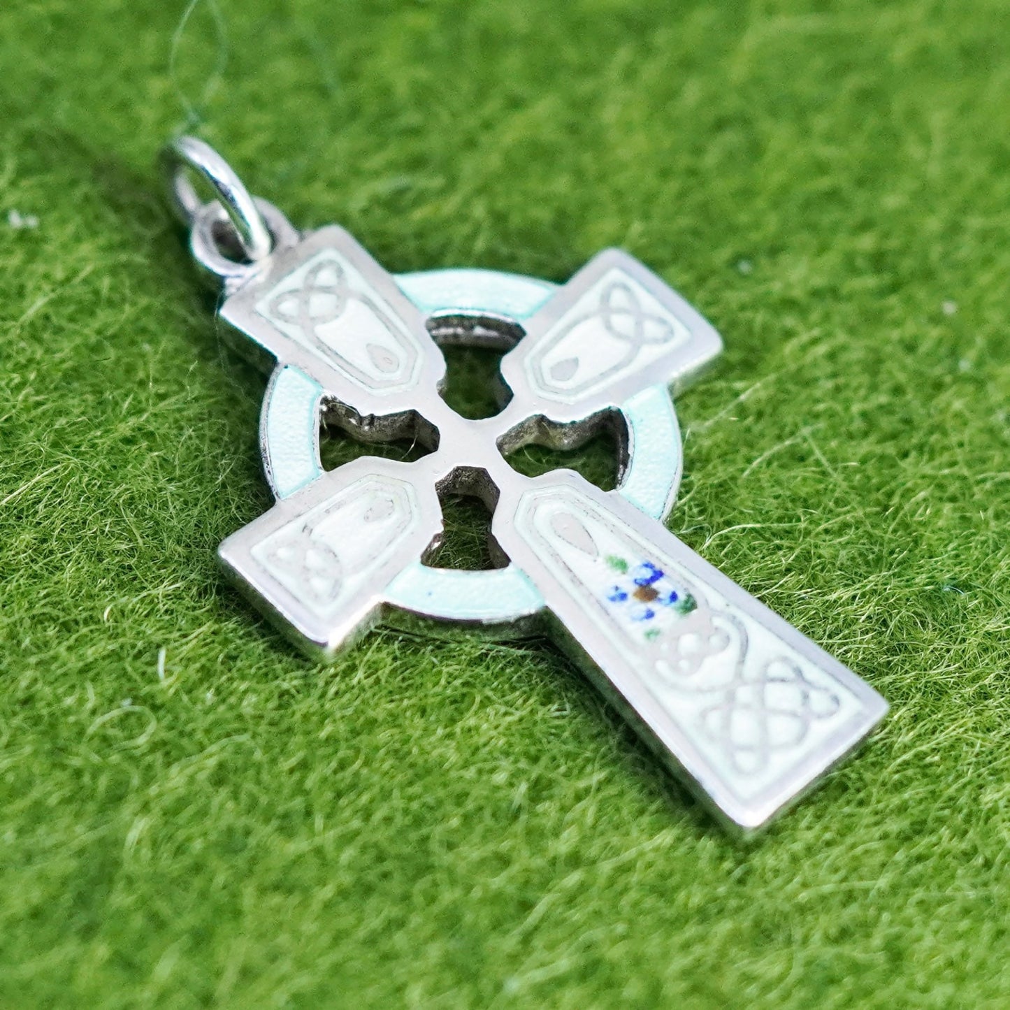 Vintage Creed handmade Sterling silver pendant, 925 enamel cross
