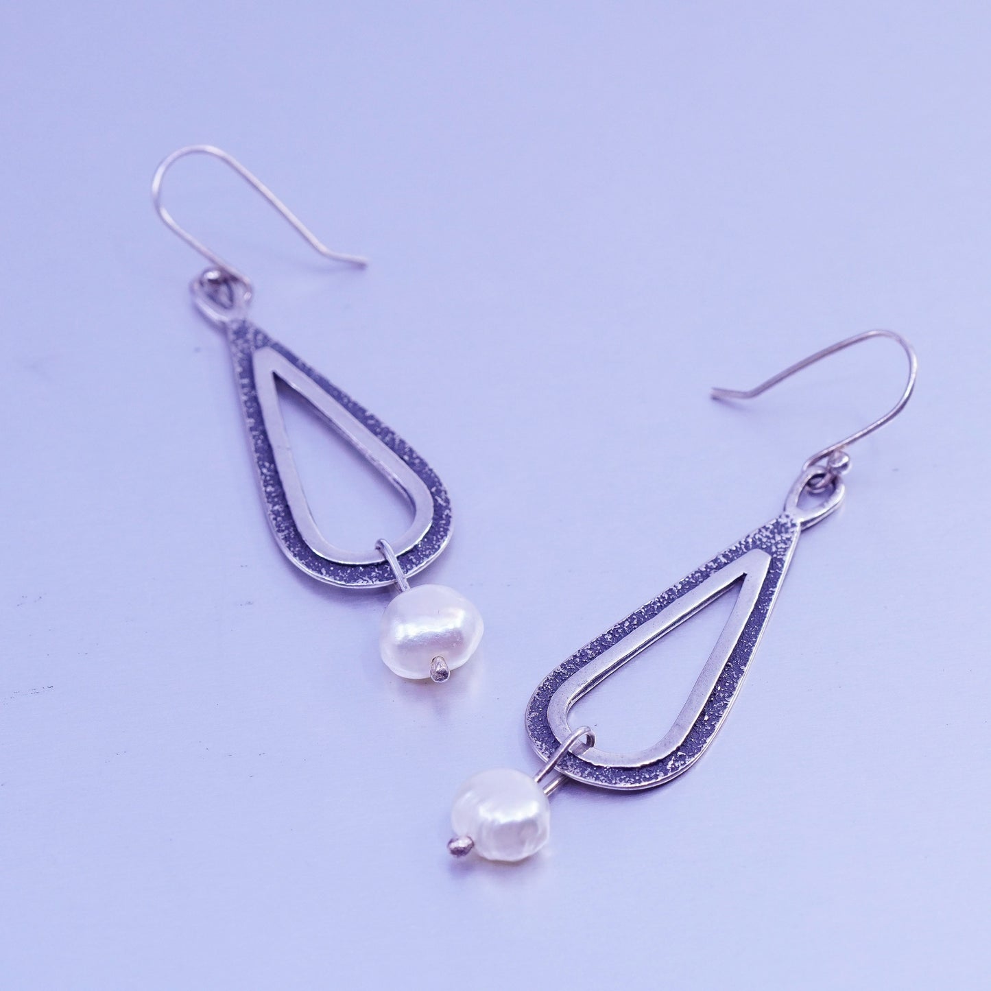 Vintage Silpada W1388 Sterling 925 silver teardrop handmade earrings with pearl