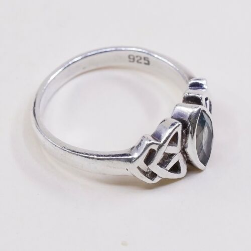 Sz 8.5, Sterling Silver Ring, 925 Silver Ring W/ blue Sapphire