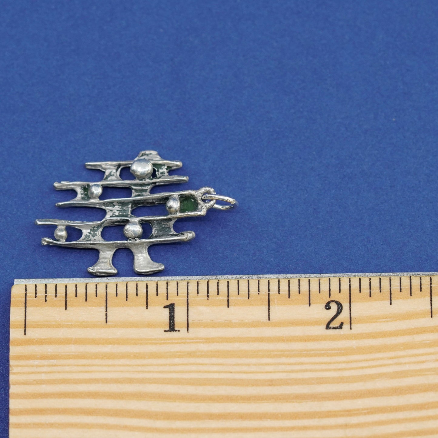 Vintage Sterling silver handmade pendant, modern 925 drop