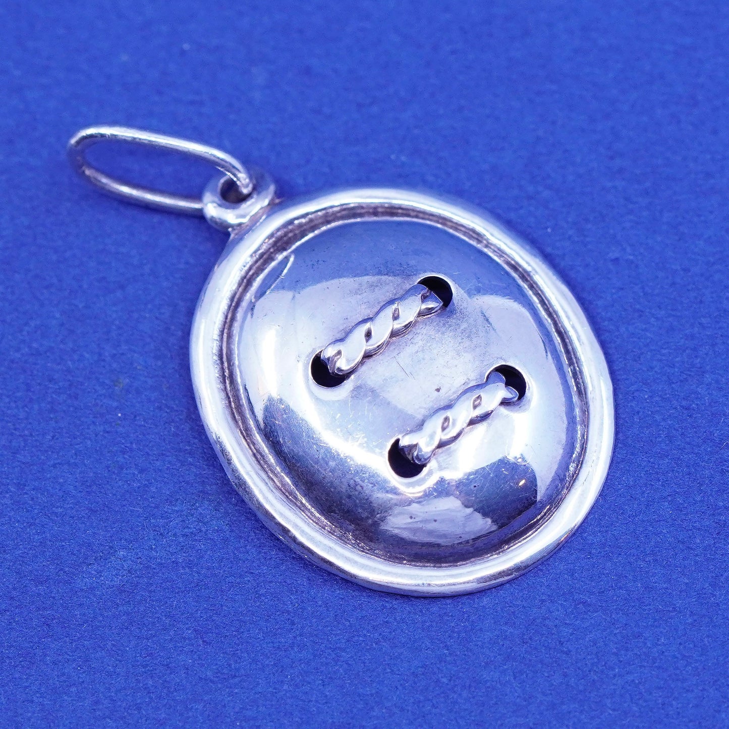 Vintage Sterling silver handmade pendant, 925 button charm