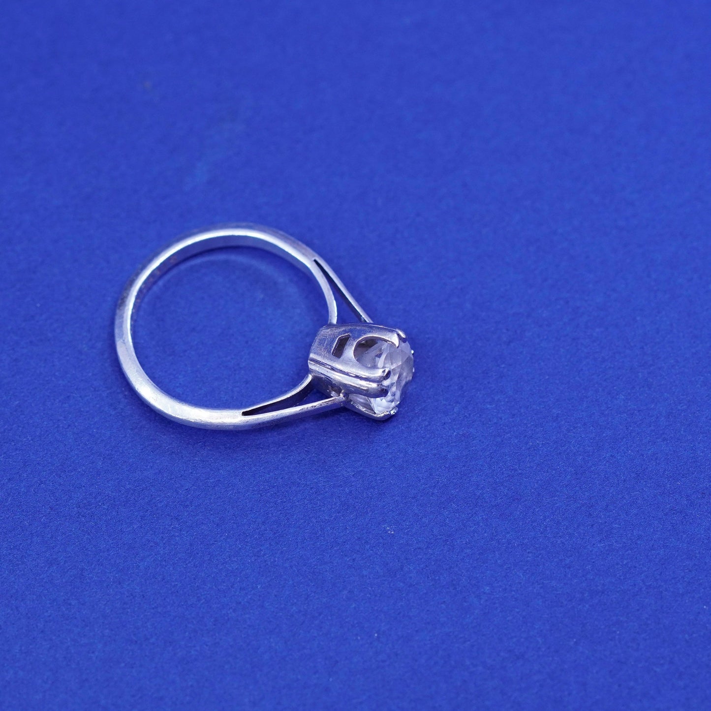 Size 6.75, ESPO sterling 925 silver ring w/ crystal anniversary engagement ring