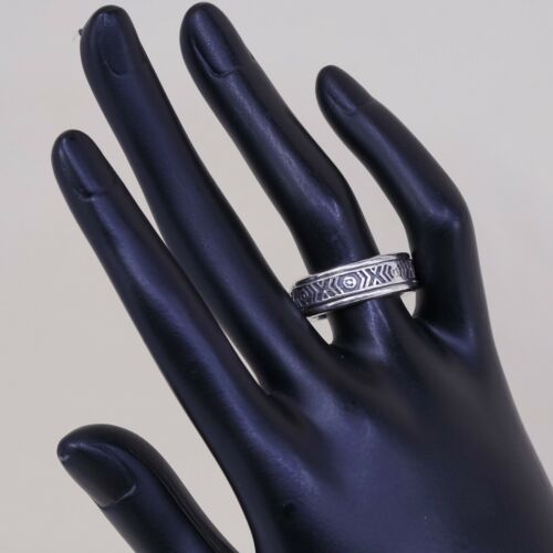 Sz 10 Vtg Mexico Sterling Silver handmade Spinner Ring 925 band w/ Xoxo Embossed