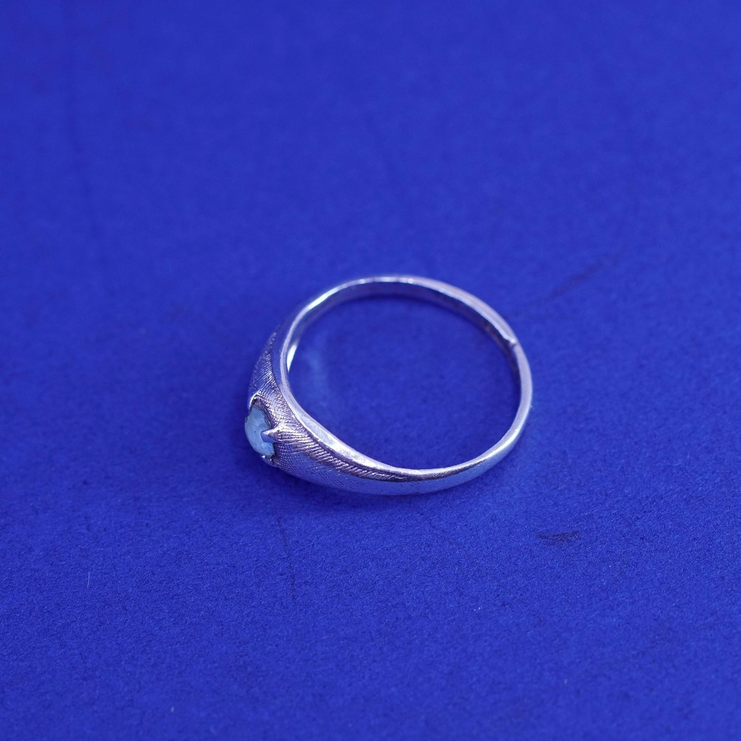 Size 3.5, vintage Sterling silver handmade ring, 925 stackable ring with topaz