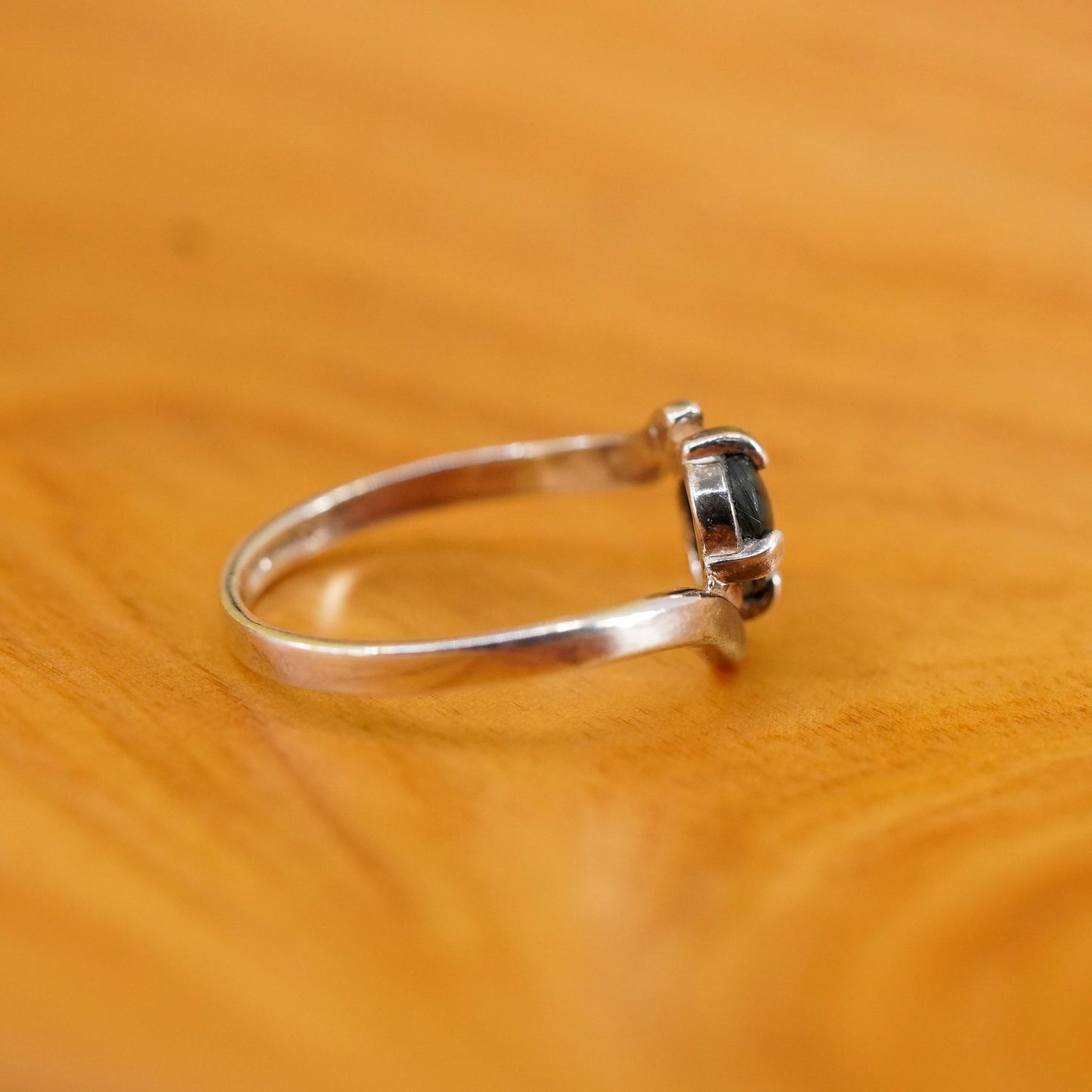 Size 6.25, vintage sterling silver handmade ring, 925 band with abalone inlay