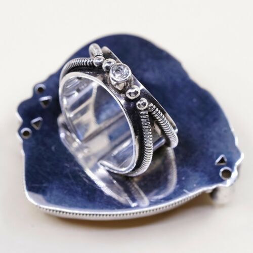 Sz 8, Vtg Massive Cocktail Mars And Valentine Huge Sterling Yellow Crystal Ring