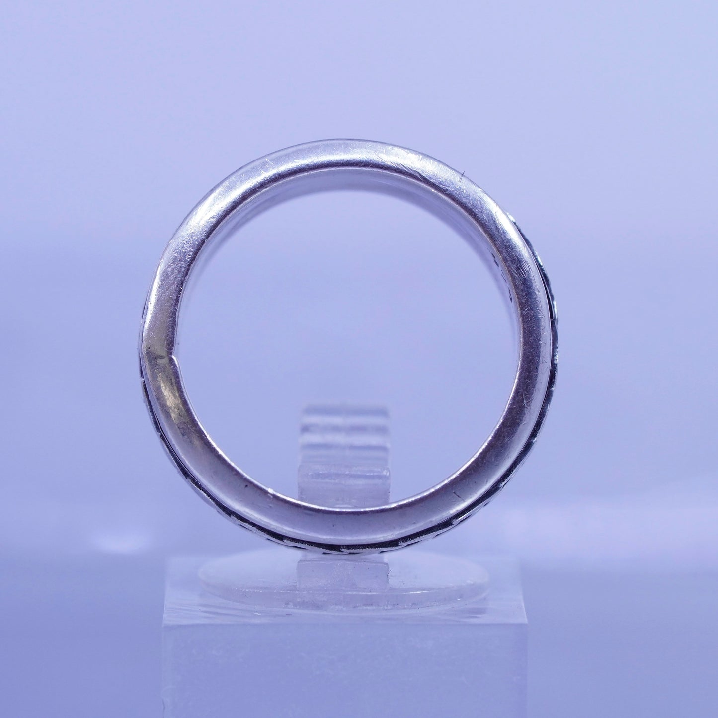 Size 7, southwestern Sterling 925 silver ring, braided woven spinner band