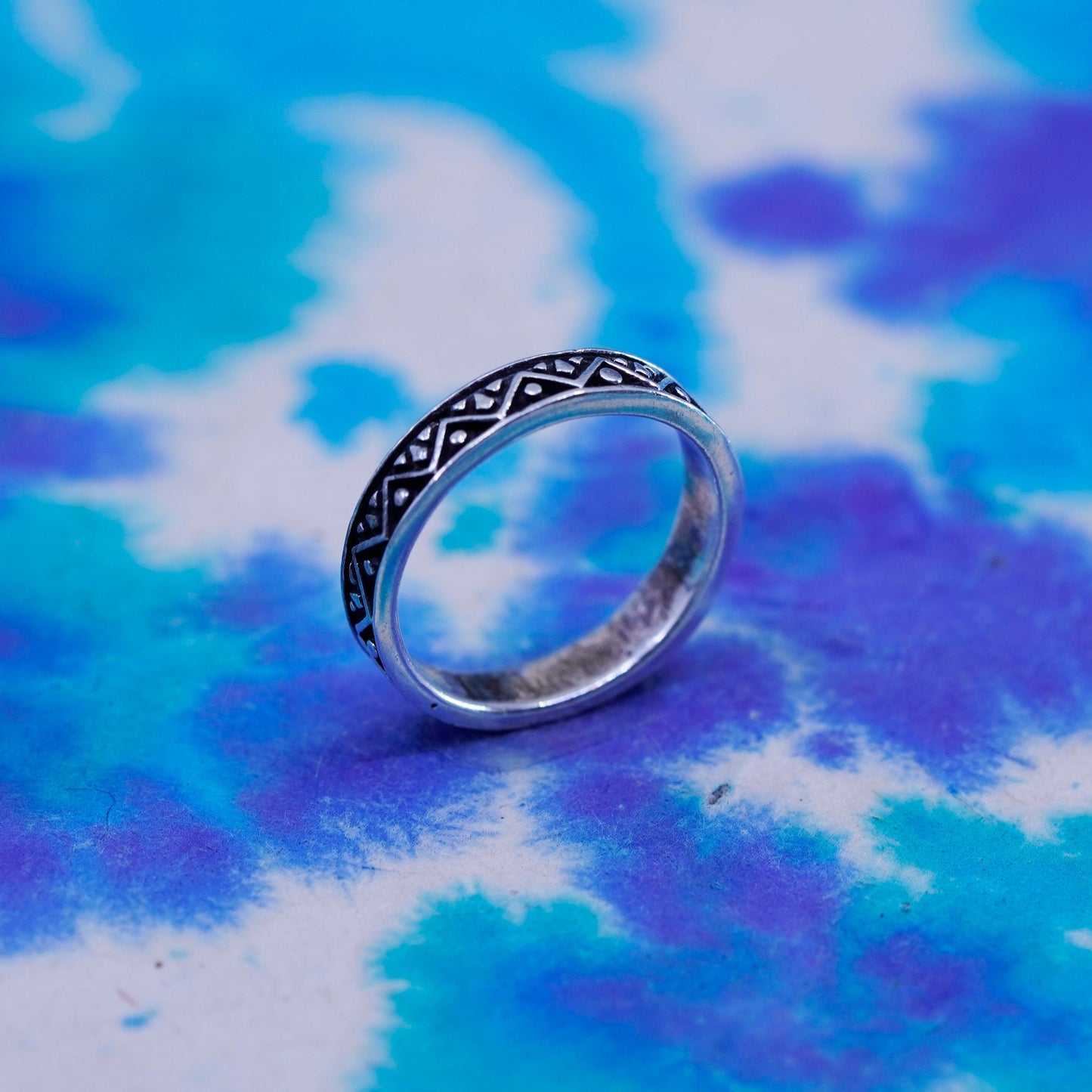 Size 7, vintage Sterling silver ring, southwestern textured 925 stackable band