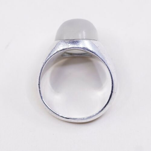 Sz 8, Sterling Silver Handmade Ring, 925 Engagement Ring W/ Matted Crystal
