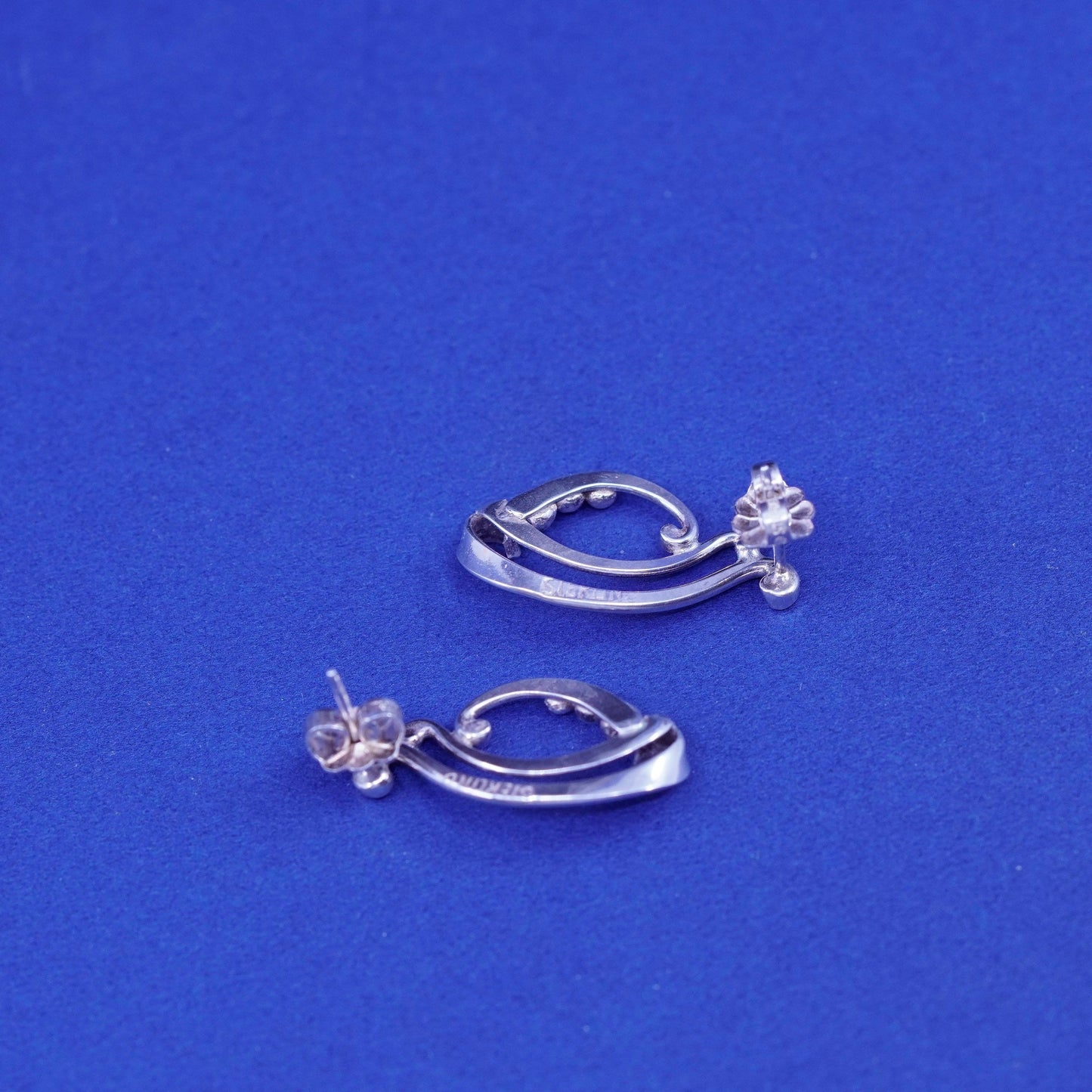 Vintage Sterling 925 silver handmade studs earrings with beads