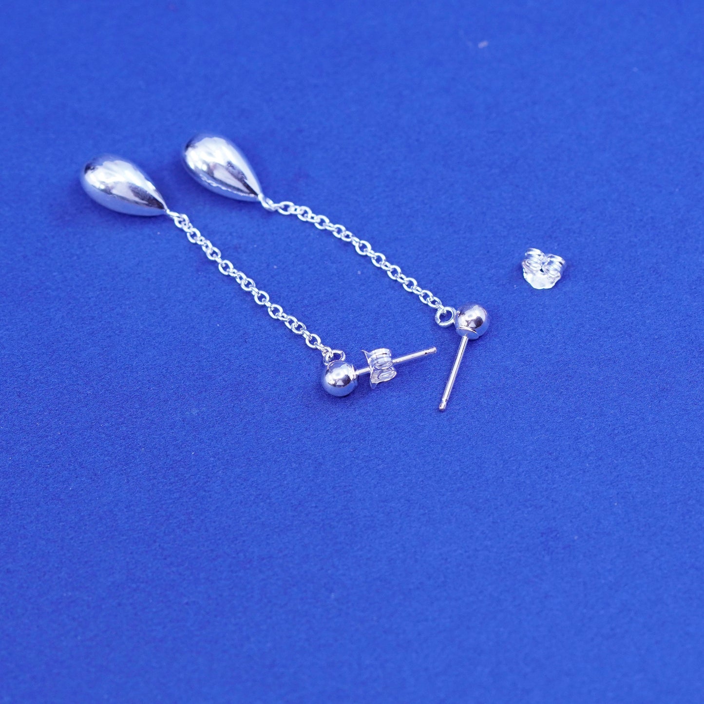 Vintage Sterling silver Handmade earrings, 925 teardrop Dangles