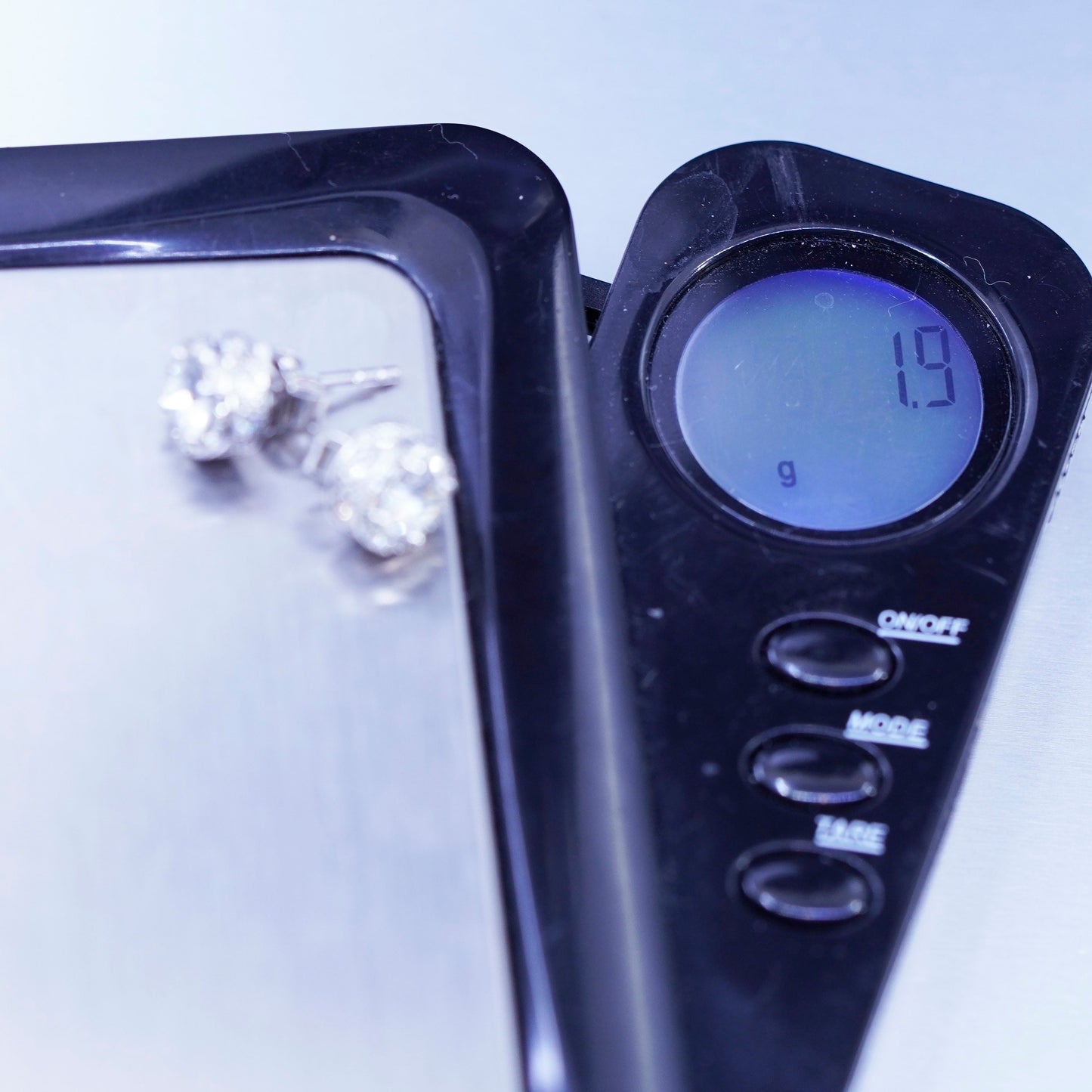 Vintage Sterling 925 silver earrings, studs with cz inlay