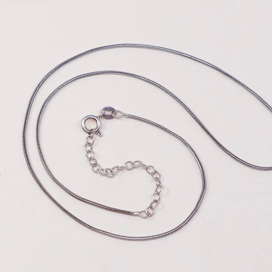 16"+2, vtg sterling silver snake chain, Italy made silver necklace