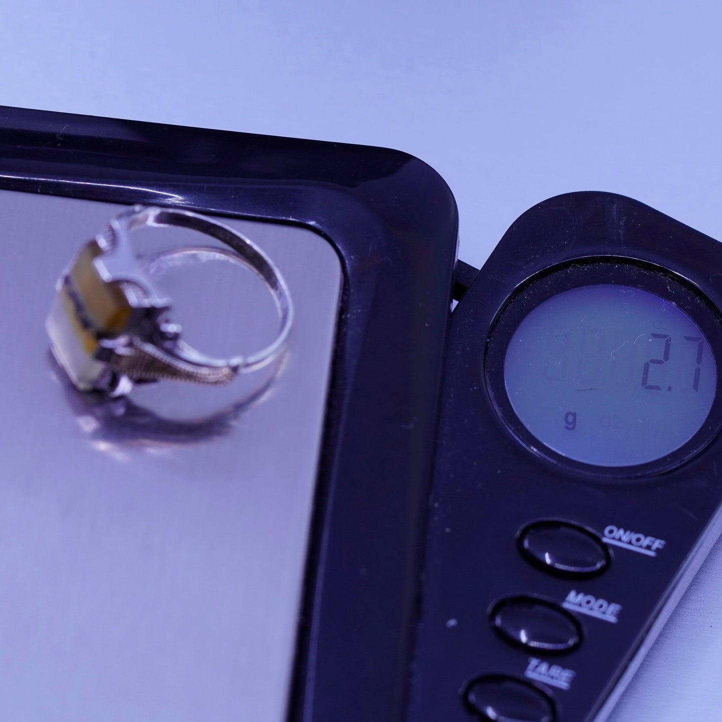 Size 6.25, vintage Sterling 925 silver handmade ring with landscape agate