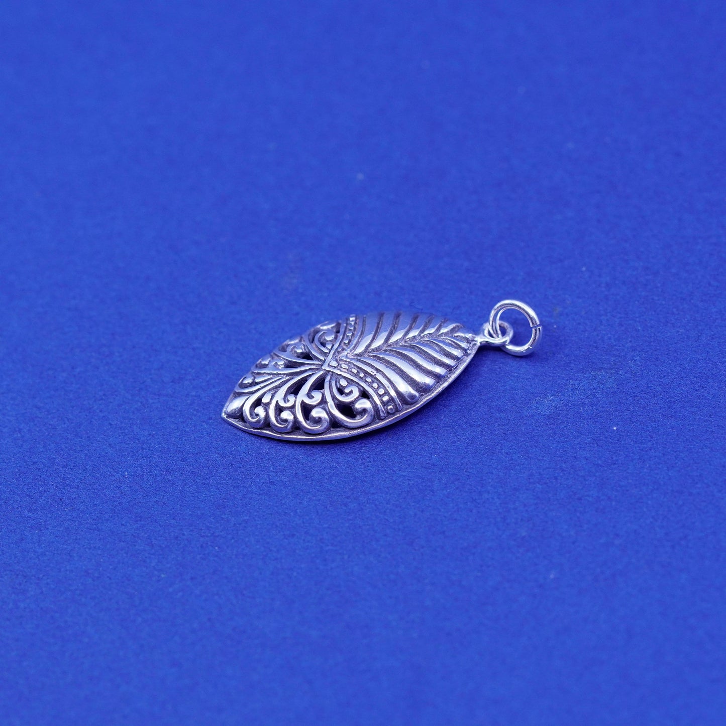 Sterling silver handmade pendant, 925 marquise filigree charm