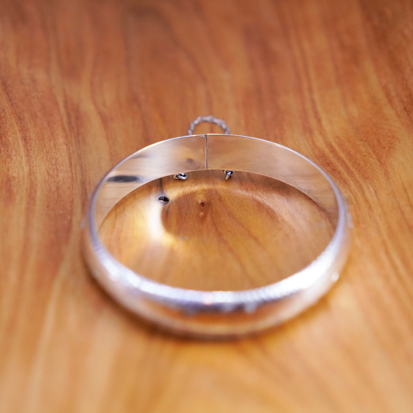 7.25”, Vintage Sterling silver handmade bracelet, 925 wide hinged bangle