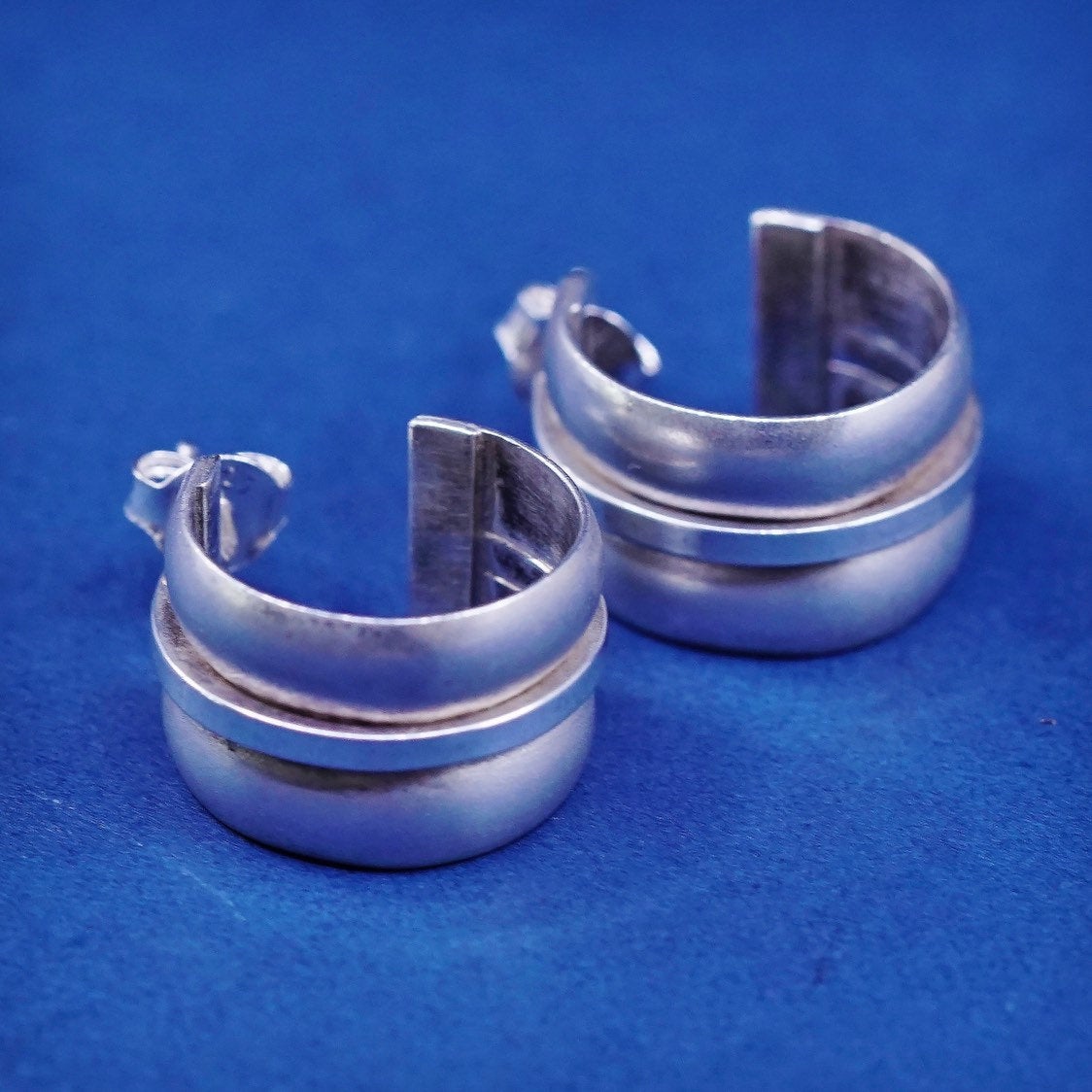 vtg modern minimalist sterling silver handmade earrings, 925 hook drops