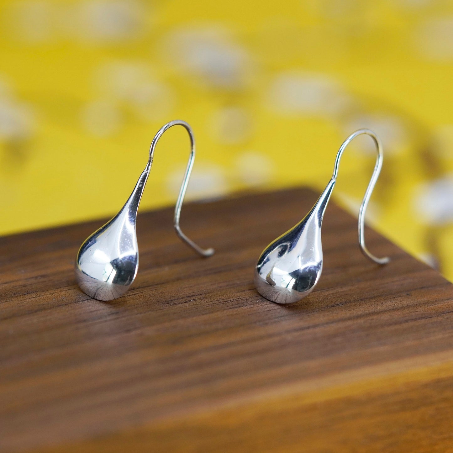 Vintage Sterling silver handmade earrings, 925 teardrop drops