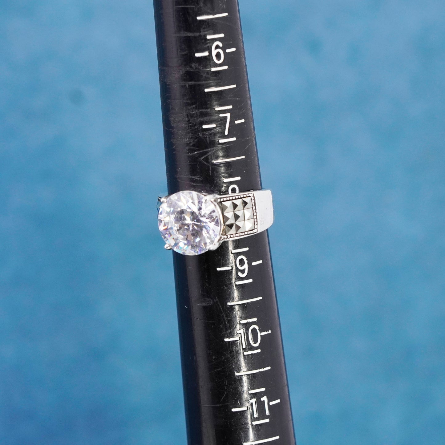 Size 8, Judith Jack Sterling 925 silver anniversary ring with Cz marcasite