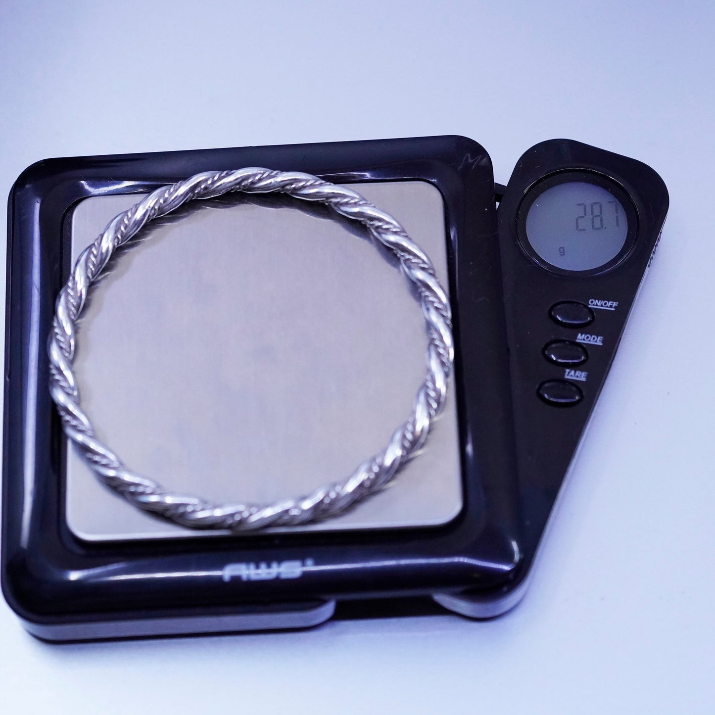 8”, Vintage Sterling 925 silver handmade bracelet, twisted cable bangle