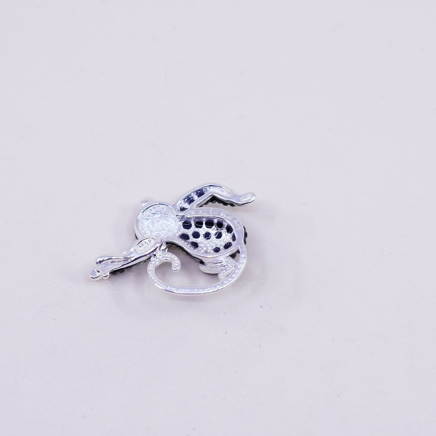Sterling silver handmade pendant, 925 monkey with cluster Swarovski pendant
