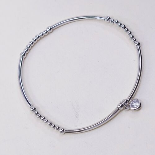 6.5”, Vintage Next Sterling Silver Handmade Bracelet, 925 Bangle W/ Elastic Band