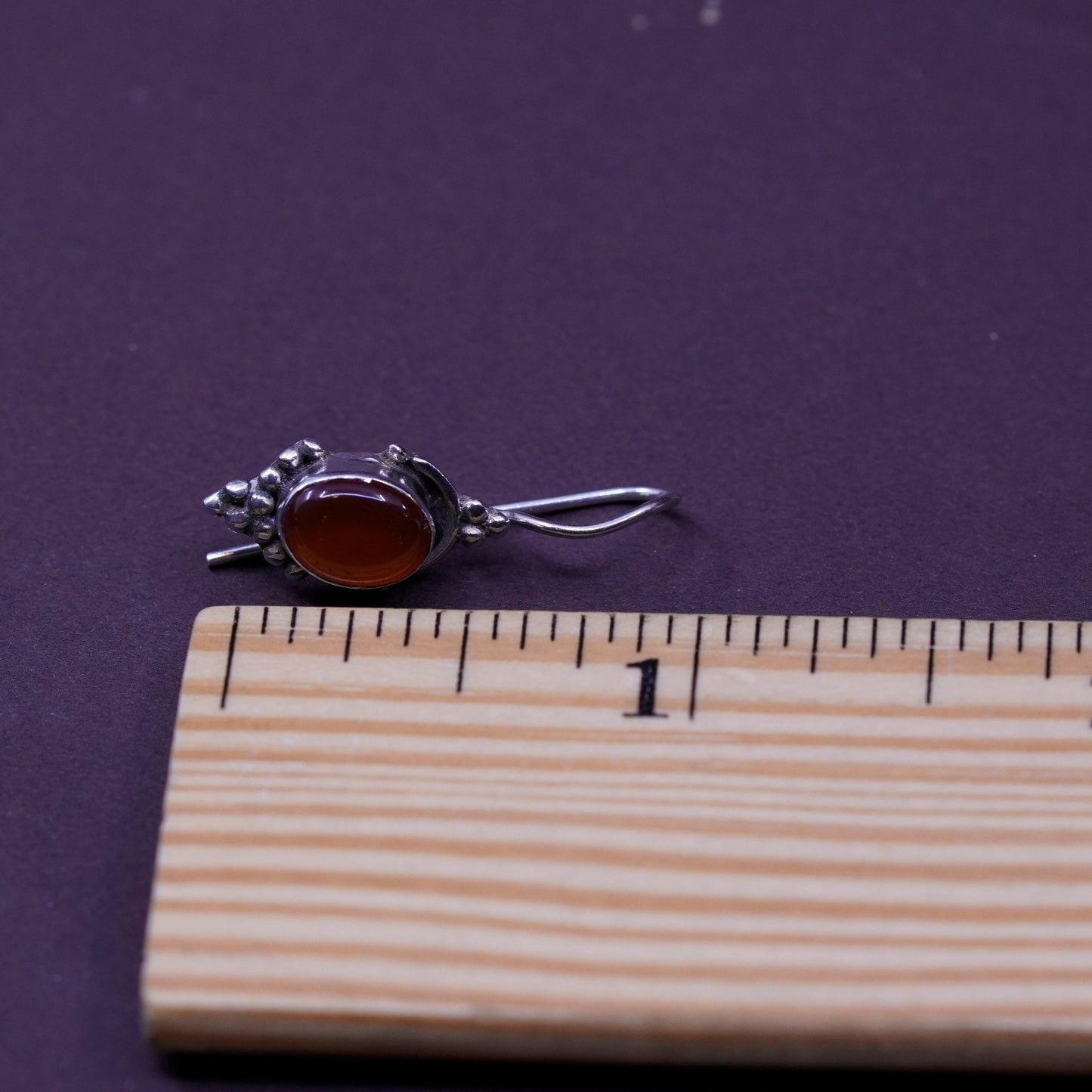Vintage sterling 925 silver handmade earrings with carnelian and beads details
