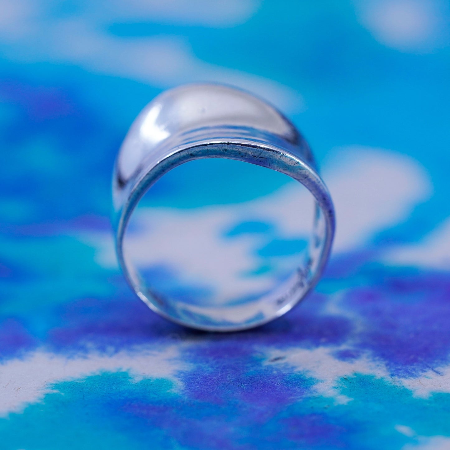 Size 8.25, minimalist, simple Sterling 925 silver handmade wavy ring band