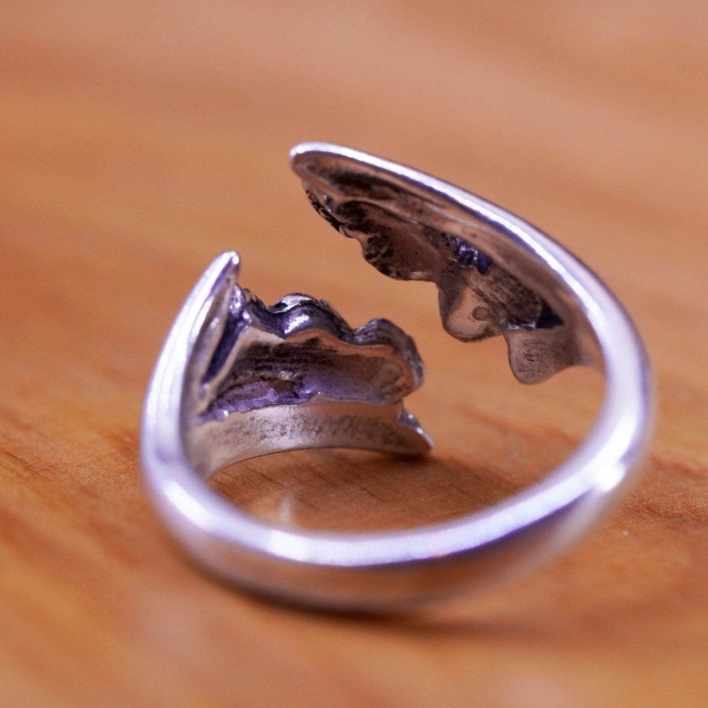 Size 5.5, Vintage Sterling silver handmade cocktail ring, 925 flower wrap band